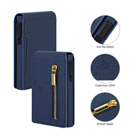 Dompet Kartu Otomatis dengan Kantong Resleting, Kulit PU Bertekstur Silang, Tempat Kartu Kredit & ID Anti-Selip dengan Logo Kustom