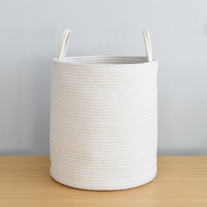Clothing Organizer Round Cotton <b>Storage</b> <b>Basket</b> With Handles Portable Laundry <b>Basket</b> <b>For</b> Clothes Toys <b>Storage</b> - Product Image 4