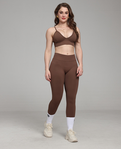 Leggings de yoga premium à taille en V pour femmes, tissu hautement élastique anti-transpiration, contrôle du ventre, pantalon push-up, Peach Buttlock - Product Image 4
