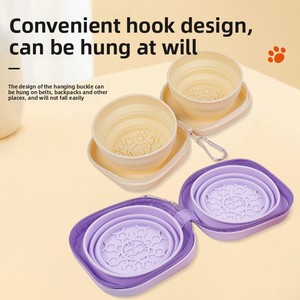Double Solid <strong>Rounded</strong> Portable Multifunctional Foldable Silicone Waterproof IPX5 Eco-friendly Food Grade <strong>Dog</strong> Pet <strong>Bowl</strong> <strong>Bowl</strong> - Product Image 4