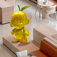 Sculptures en fibre de verre de personnages de dessins animés d'art populaire créatif, figurines de fruits pour la décoration d'hôtels, de bureaux et de salons