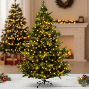 <span class=keywords><strong>Sapin</strong></span> <span class=keywords><strong>de</strong></span> Noël artificiel en cèdre PE <span class=keywords><strong>de</strong></span> haute qualité avec lumières LED blanc chaud intégrées (100-500 LED) et base stabilisée, 1,5-<span class=keywords><strong>3m</strong></span> - Product Image 2