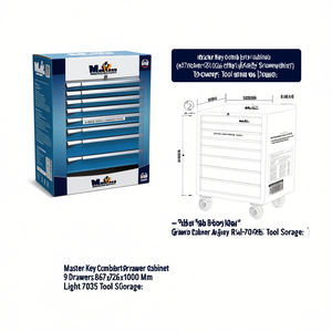 Fami Master Key Comfort Drawer <b>Cabinet</b> 9 Drawers 867x726x1000 Mm Light <b>Grey</b> Ral7035 Tool Storage - Product Image 2