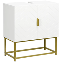 Meuble sous-vasque de salle de bain Youtev, armoire de rangement sous-vasque, meuble sous-vasque avec 2 portes et pieds dorés, prêt à être expédié