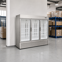 Congélateur vertical professionnel 800L en acier inoxydable, sans givre, pour boissons, avec serrure de porte, 2,8°C
