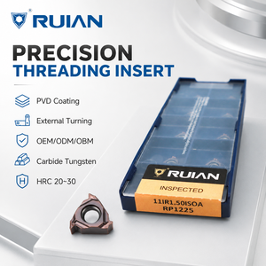 Plaquette de filetage haute vitesse en carbure de tungstène revêtue PVD RUIAN 11IR1.50 <span class=keywords><strong>ISOA</strong></span>, certifiée OEM ISO9001:2015, résistante à l'usure et aux chocs - Product Image 2