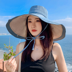 Sombrero de Sol de Ala Ancha de Doble Cara para Mujer, Gorra de Pescador para Playa y Exteriores, Protección UV, Sombrero Tipo Bucket - Product Image 6