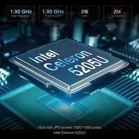 Ordinateur portable Intel Celeron 5205U 15,6 pouces, fin et portable, avec pavé tactile numérique pour le bureau et les affaires, 16 Go + 1 To SSD, Windows 10