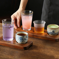 Plateau de présentation personnalisé en bois de noyer pour restaurants, expositions, dégustations, cafés, boissons, thé, 2/3 tasses à café, plateau à boissons