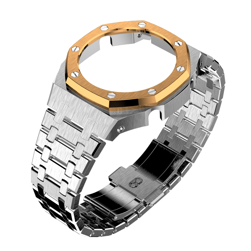 Silver case Rose gold bezel