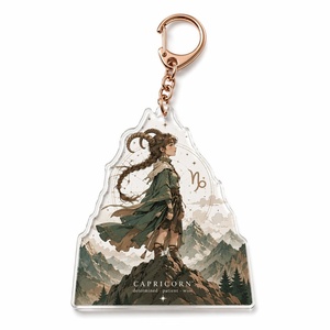 Llavero de acrílico personalizado de fábrica con signo zodiacal Capricornio, colgante de <span class=keywords><strong>Doncella</strong></span> de la Montaña, cierre de oro rosa, regalo de cumpleaños, venta al por mayor - Product Image 1