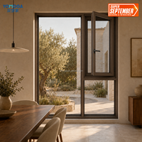 Ventana de Lujo para Villa con Marco Delgado Fijo y Mosquitera Magnética, Estilo Corredera Abatible, para Cocina, Tamaños Personalizados, Aleación de Aluminio