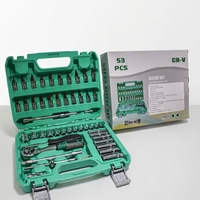 Jeu de douilles à cliquet 53 pièces 1/4'' à 72 dents, qualité industrielle, acier au carbone, kit d'outils professionnel pour mécaniciens et ateliers automobiles