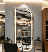 Miroir de Coiffure LED Style Moderne avec Table et Lumières en Verre – Mobilier Personnalisé pour Salon de Coiffure, Maquillage, École et Salon