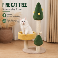 Arbre à chat mignon et compact avec lit rond en peluche, motifs Cœur et Cerise, griffoirs, mobilier pour animaux de compagnie personnalisé OEM ODM
