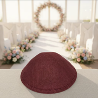 Op maat gemaakte, populaire linnen kippa met 4 panelen, borduurwerk & digitaal geprint logo, Midden-Oosten kippa voor bruiloften.