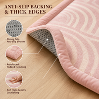 Karpet Busa Plush Ramah Lingkungan Desain Pola Modern, Bahan Lembut, Anti-Selip untuk Kamar Tidur Anak, Alas Bermain Anak