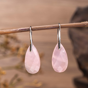 Nouvelles boucles d'oreilles en œil de tigre et améthyste, pierres semi-précieuses, faites à la main, en quartz rose, bijoux pour la guérison, cadeau - Product Image 6