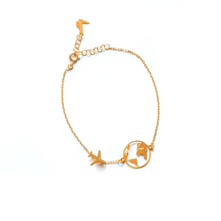 Trendy Girls acciaio inossidabile Simple World Map bracciale Globe bracciale Charm gioielli da viaggio regali per la giornata della terra natale per le donne