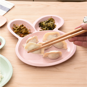 Ensemble de 3 assiettes pour bébé en forme de lapin <span class=keywords><strong>Minnie</strong></span>, en mélamine, pour enfants, passe au lave-vaisselle, design mignon - Product Image 2