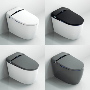 <span class=keywords><strong>Toilette</strong></span> intelligente moderne noire allongée de luxe de style japonais, à poser au sol, avec télécommande, siège chauffant et chasse d'eau automatique à capteur - Product Image 2