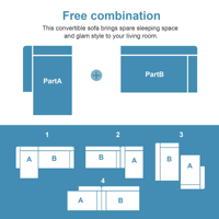 Bequemes Modernes Minimalistisches Sofa für das Wohnzimmer, Polster-Schlafsofa, Modulare L-förmige Sofakombination