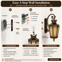 Lampe murale LED extérieure étanche en aluminium cylindrique/carrée noire, diffuseur en polycarbonate, capteur de lumière, CRI élevé 95, dimmable 2700K