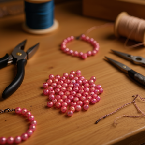 Ilan Abalorios Cuentas acrílicas iridiscentes de color rosa de 8 mm, 19 g, para la fabricación de joyas - Product Image 3