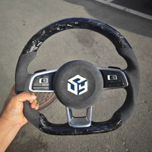 <span class=keywords><strong>Volante</strong></span> Deportivo VW Volkswagen <span class=keywords><strong>Golf</strong></span> R 5 6 7 MK5 MK6 MK7 <span class=keywords><strong>Gti</strong></span> Passat CC <span class=keywords><strong>A3</strong></span> Camry con Detalles en Negro Piano, Línea R, Cuero y Fibra <span class=keywords><strong>de</strong></span> Carbono - Product Image 6