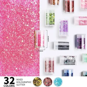 32 Colores de Purpurina Fina, Purpurina Extra Fina, Purpurina Holográfica, Purpurina Festiva con Set para Uñas y Arte, Ceras Aromáticas - Product Image 6