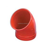 Coude rainuré en fonte ductile à 90 degrés, revêtement époxy rouge, raccord de tuyauterie pour systèmes d'incendie et d'irrigation