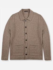 Maglione in <span class=keywords><strong>lana</strong></span> bollita da <span class=keywords><strong>uomo</strong></span> con colletto Cardigan con colletto e tasche marrone - Product Image 6