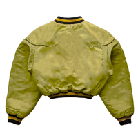 Blouson aviateur court matelassé imperméable en nylon polyester à simple boutonnage pour hommes, col côtelé rayé, manches ballon-Nouveau devant