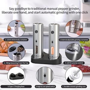 KLT 2-Speed External Adjustment Rechargeable Salt And <b>Pepper</b> <b>Grinder</b> Adjustable Stainless Steel Salt and <b>Pepper</b> Mill - Product Image 5