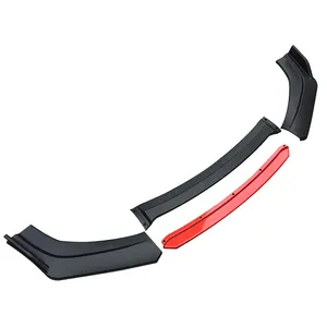 Yiwu car spare parts front lip spoilers, upgrade black+red glossy universal front under lips car front shovel