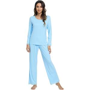 Ensemble de pyjama en viscose de bambou pour femmes, manches longues, pantalon de nuit, vêtements de détente, tailles S à XXL, doux et confortable - Product Image 2