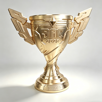 Trophée de luxe en alliage d'aluminium gravé en 3D par CNC, coupe de champion en métal avec logo personnalisé pour la cérémonie de remise des prix des ligues de jeux électroniques