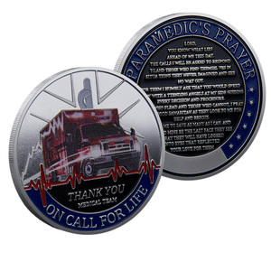 Moneda Conmemorativa de Metal, Artesaní<span class=keywords><strong>a</strong></span> Personalizada con Temática Médica, Recuerdo de <span class=keywords><strong>Ambulancia</strong></span>, Línea de Vida, Texto de Oración, Agradecimiento - Product Image 4