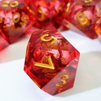 Ensemble de dés polyédriques créatifs faits à la main en résine avec cœur liquide et dragon rouge pour DND TRPG Jeu de société - DH6