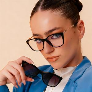 Lunettes anti-lumière bleue œil de chat TR90 pour femmes avec clip magnétique, verres polarisés TAC anti-reflet 2-en-1 pour usage médical et optique 2026 - Product Image 1