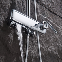 Ensemble de douche pluie moderne 3 fonctions, finition chromée, système de douche en laiton massif avec mitigeur