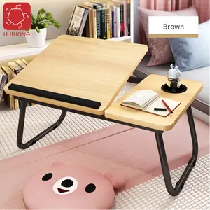 Huihong oem mesas para laptop w22'', d12.8 ''h9.3'' polegadas gu couro portátil para cama de mesa 2021 soporte parágrafo laptop