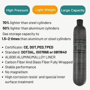 Alsafe Hot Bán Frosted 0.3L 0.48L 0.58l 0.7L Sợi Carbon Xi Lanh 700cc Sợi Carbon Chai Tank 300bar 4500psi - Product Image 2