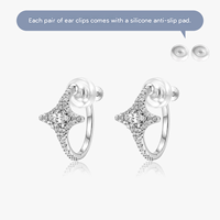 Luxuriöse Trendige Vierzackige Zirkon-Stern-Ohrclips für Damen Kupfer Silberbeschichtet Herbst/Winter Geschenk
