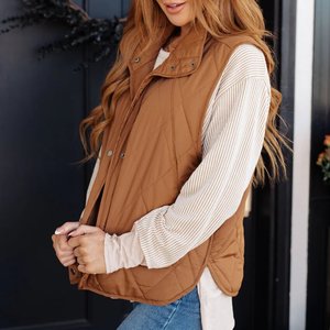 Customized Winter <strong>Ladies</strong> Sleeveless <strong>Thermal</strong> <strong>Vest</strong> Pure Color Buckle Outdoor Leisure Down <strong>Vest</strong> Wholesale Supplier - Product Image 2