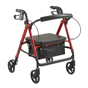 Opvouwbare Outdoor Lichtgewicht Aluminium Medische Apparatuur Mobiliteit Walking Rollator Met 4 Wielen