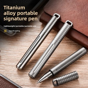 Bolígrafo Mini Portátil De Titanio Puro Para EDC - Llavero, Escritura Suave, Incluye Recambios, Color Plata
