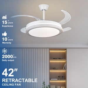 Ventilador <span class=keywords><strong>de</strong></span> <span class=keywords><strong>Techo</strong></span> LED Silencioso con Luz, <span class=keywords><strong>de</strong></span> Alta Calidad, <span class=keywords><strong>Moderno</strong></span>, para Dormitorio Interior, <span class=keywords><strong>de</strong></span> 42 Pulgadas, con Aspas Retráctiles Invisibles, Motor DC y Control Remoto - Product Image 1