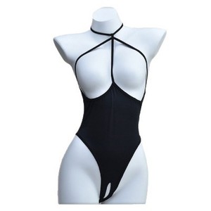 Lingerie sexy, body en satin de viscose noir et blanc, évidé, tentation, vêtements de nuit pour femmes 022 - Product Image 5