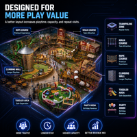 Structure de jeu intérieure multi-niveaux avec toboggans, conception personnalisée, certifiée CE EN1176 pour projets commerciaux de parcs d'attractions familiales (FEC)